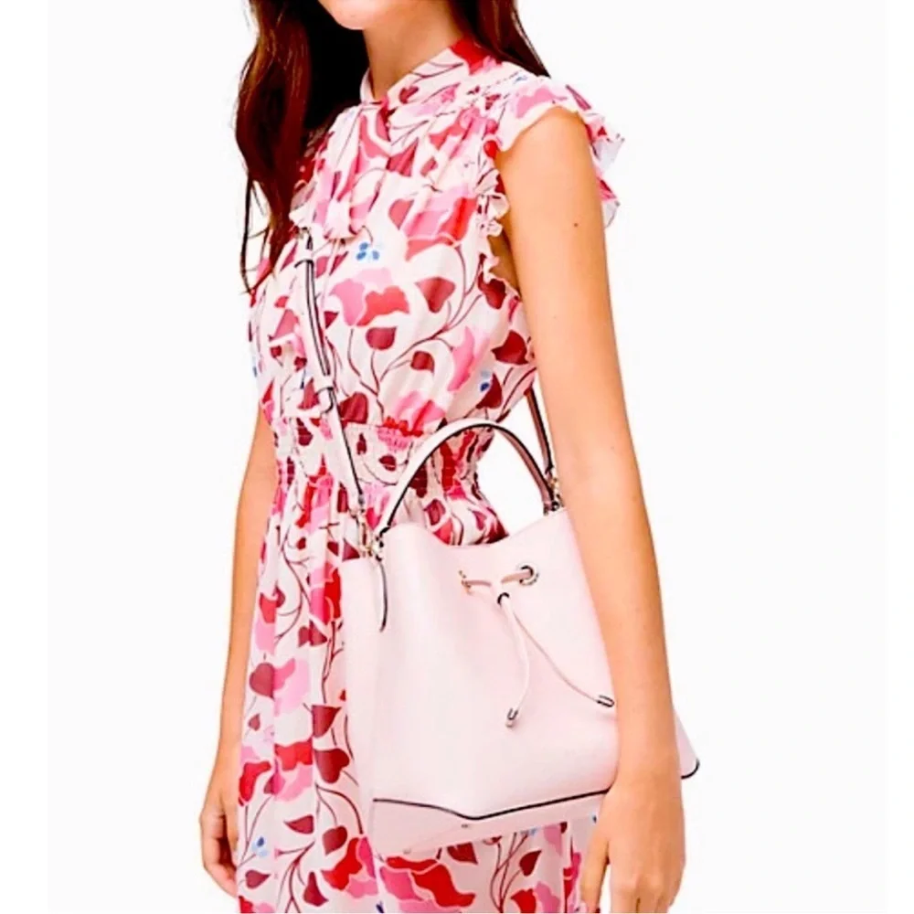 Kate Spade New York Eva Large Bucket Tote shoulder‎ Crossbody Bag Soft Rose